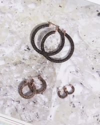 Pave Baby Amalfi Hoops- Rose Gold- Jet View 3