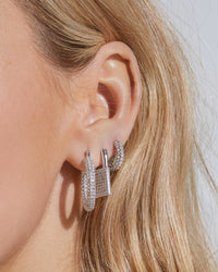 Pave Padlock Earrings- Silver View 2