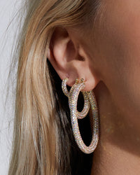Pave Amalfi Hoops- Rose Gold- Rainbow Crystal View 2