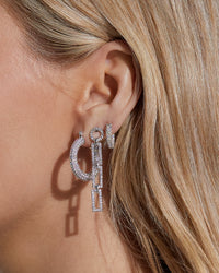 Pave Baby Amalfi Hoops- Silver- Rainbow Crystal View 3