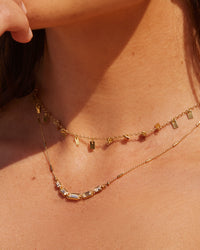 Ascending Baguette Charm Necklace- Silver View 2