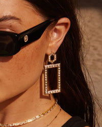Deco Baguette Statement Earrings- Silver view 2