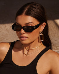 Ascending Baguette Charm Necklace- Gold View 5