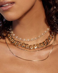 Pave Mariner Chain Necklace- Gold View 3