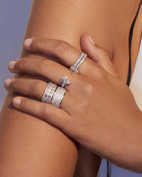 Pave Cigar Ring- Silver View 5