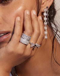 Pave Mariner Link Drop Earrings- Silver view 2