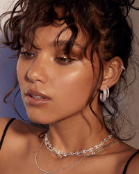 Pave Baby Skinny Amalfi Hoops- Silver View 3