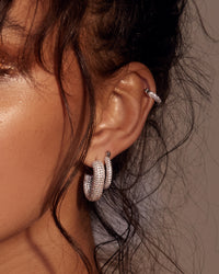 Pave Bijou Loop Hoops- Silver view 2