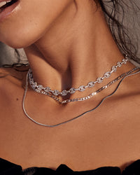 Pave Mariner Chain Necklace- Silver View 3