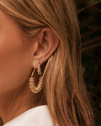 Pave Washer Hoops- Gold View 3
