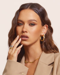 Ridged Band Hoops- Gold View 2