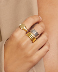 Ridged Signet Ring- Gold View 6