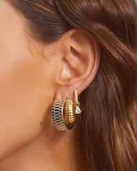 Ridged Mini Donut Hoops- Gold View 4