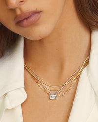 Brigitte Bezel Charm Necklace- Silver view 2