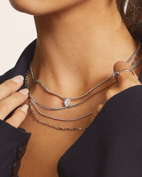 Bianca Stone Charm Necklace- Silver view 2