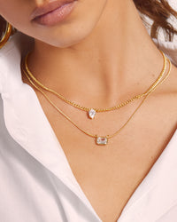 Brigitte Bezel Charm Necklace- Gold View 4