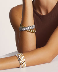 Pave Wristwatch Chain Bracelet- Gold View 7
