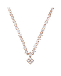 Graduated Diamond Charm Necklace- Rose Gold