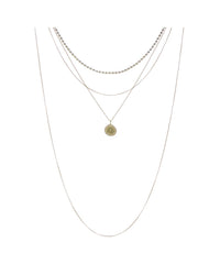 Layered Pave Coin Necklace- Gold View 1