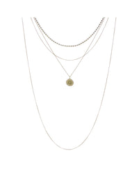 Layered Pave Coin Necklace- Gold