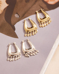 Diamond Kite Fringe Hoops- Silver View 2