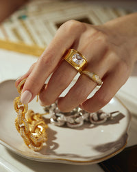 Lola Stone Statement Ring- Gold View 5