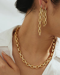 Jagger Chain Double Hoops- Gold View 9