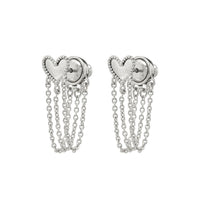 Heart Chain Studs- Silver view 2