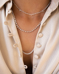 Diamonte Chain Charm Necklace- Silver view 2