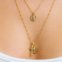 Isidore Cross Charm Necklace- Gold View 3