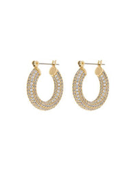 Pave Baby Amalfi Hoops- Gold View 1