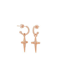 Pave Mini Cross Hoops- Rose Gold