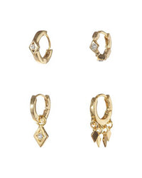 Evil Eye Hoop Huggies - Gold View 1