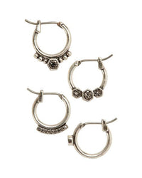 Full Bloom Hoop Earring Set- Silver View 1