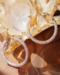 Pave Amalfi Hoops- Rose Gold- Rainbow Crystal View 3