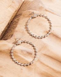 Diamond Kite Statement Hoops- Silver View 2