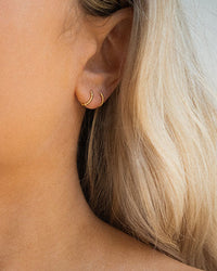 Mini Continuous Beaded Huggies- Rose Gold view 2