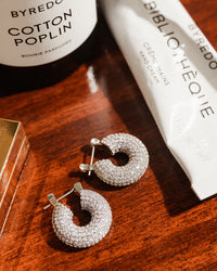 Pave Mini Donut Hoops- Silver View 4