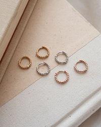 Mini Continuous Beaded Huggies- Rose Gold View 3