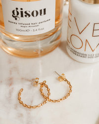 Curb Link Hoops- Gold View 2