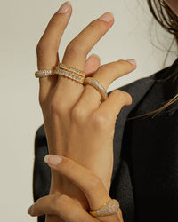Mini Emerald Ballier Ring- Gold View 2