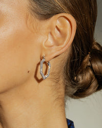 Pave V Hoops- Silver view 2