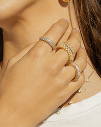 Pave Tube Ring- Gold view 2