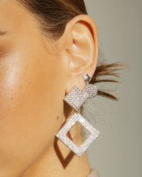 Pave Princess Earrings- Silver View 2