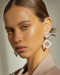 Pave Princess Earrings- Silver View 3