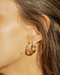 Pave Positano Hoops- Gold View 3