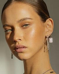 Pave Dogtag Studs- Silver View 3