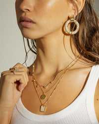Pave Door Knocker Hoops- Gold View 4