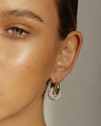 Pave Interlock Hoops- Gold (Ships Early November) View 4