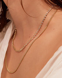 Diamonte Chain Charm Necklace- Rose Gold view 2